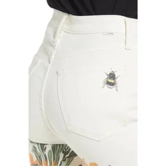 NWT MOTHER Water for Flowers High Waisted Rider Ankle White Jeans Size 24 $298 - Picture 4 of 8